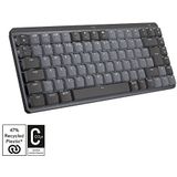 Logitech MX Mechanisch, Draadloos, Verlicht Mini-Toetsenbord, Clicky schakelaars, verlichte toetsen, Pan Nordic QWERTY indeling - Grijs