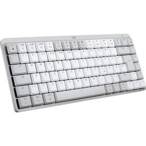 Logitech MX Mechanical Mini voor Mac, draadloos toetsenbord met verlichting, platte toetsen, stille touch-toetsen, achtergrondverlichting, Bluetooth, USB-C, Apple, iPad, Duits QWERTZ, lichtgrijs