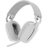 Logitech Zone Vibe 100 lichte draadloze over ear koptelefoon met ruisonderdrukkende microfoon, Advanced Multipoint Bluetooth koptelefoon, werkt met Teams, Google Meet, Zoom, Mac/PC - Wit