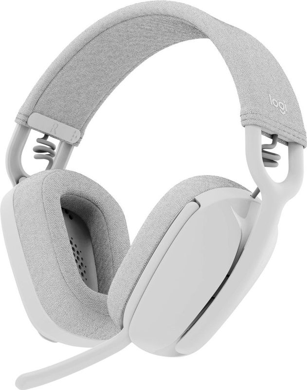 Logitech Zone Vibe 100 lichte draadloze over ear koptelefoon met ruisonderdrukkende microfoon, Advanced Multipoint Bluetooth koptelefoon, werkt met Teams, Google Meet, Zoom, Mac/PC - Wit