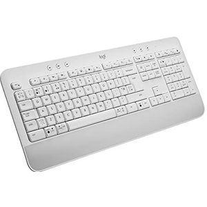 Logitech Signature K650 Comfort kabellose Tastatur mit Handballenauflage, BLE Bluetooth/Logi Bolt USB-Empfänger, Soft-Touch-Tastatur, Numpad, PC/Windows/Mac, Skandinavisches QWERTY - Weiß