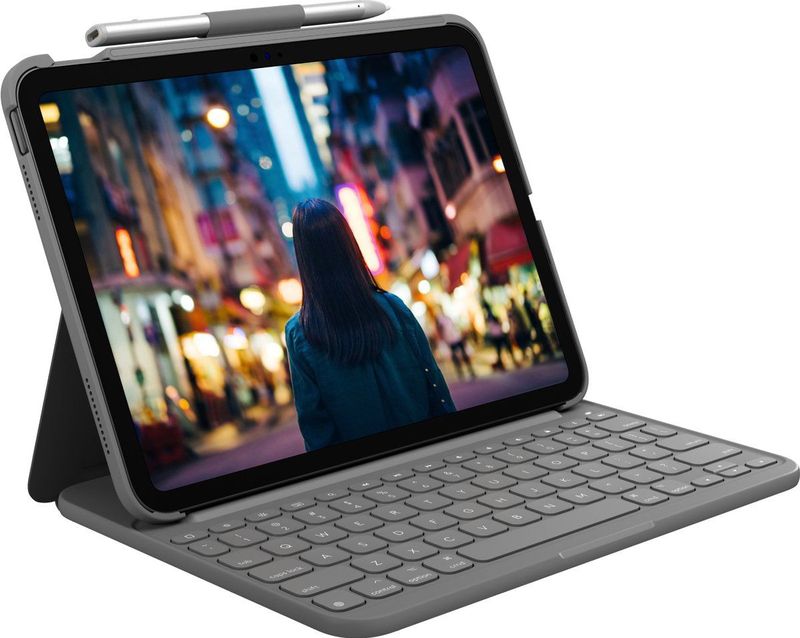 Logitech Slim Folio Grijs Bluetooth QWERTY US International