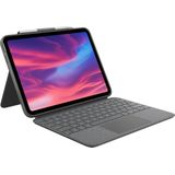 Logitech Combo Touch Case mit abnehmbarer Tastatur für iPad (10. Generation und A16), großem Präzisions-Trackpad, hintergrundbeleuchteter Tastatur in Standardgröße, Smart Connector, DEU QWERTZ- Grau
