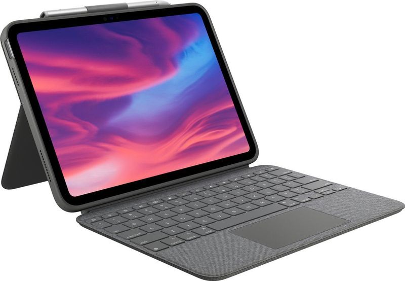 Logitech Combo Touch Case mit abnehmbarer Tastatur für iPad (10. Generation und A16), großem Präzisions-Trackpad, hintergrundbeleuchteter Tastatur in Standardgröße, Smart Connector, DEU QWERTZ- Grau