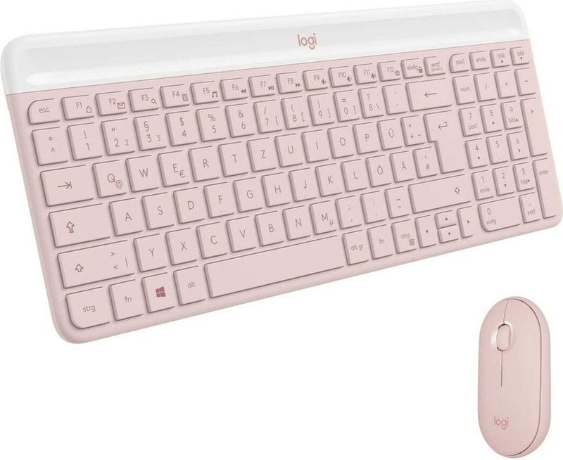 Logitech MK470 Slim Combo toetsenbord Inclusief muis Kantoor RF Draadloos QWERTZ Duits Roze
