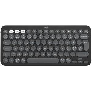 Logitech Pebble Keys 2 K380s, Multi-Device Bluetooth Wireless Keyboard with Customisable Shortcuts,Slim and Portable,Easy-Switch for Windows/macOS/iPadOS/Android/Chrome OS, QWERTY UK Layout, Graphite