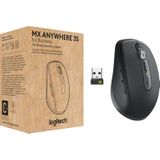 Logitech MX Anywhere 3S Compact draadloze muis, snel scrollen 8K DPI volgt op elke ondergrond, stille kliks, instelbare knoppen, USB-C, Bluetooth, Windows PC, Linux, Chrome, Mac - Grafiet