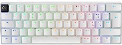 Logitech G PRO X 60 LIGHTSPEED, draadloos gamingtoetsenbord, mechanisch, ultracompact, TKL 60% voor Windows-pc, wit, lay-out Pan Nordic QWERTY