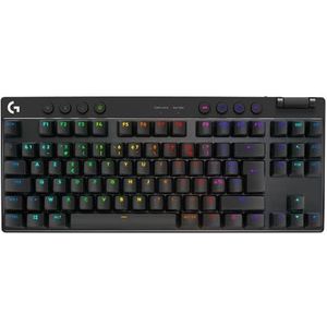 Logitech G PRO X TKL LIGHTSPEED draadloos gamingtoetsenbord, ultra-draagbaar, zonder cijferblok, LIGHTSYNC RGB, PBT-toetsen, touch-schakelaars (GX Brown), Frans toetsenbord AZERTY, zwart
