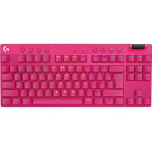 Logitech G PRO X TKL LIGHTSPEED Draadloos gamingtoetsenbord, ultra-draagbaar, zonder numeriek toetsenblok, LIGHTSYNC RGB, PBT-toetsen, touch-schakelaars (GX Brown) - Frans toetsenbord AZERTY, roze