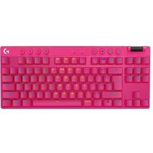 Logitech G PRO X TKL LIGHTSPEED Draadloos gamingtoetsenbord, uiterst mobiel ontwerp zonder numpad, LIGHTSYNC RGB, PBT-toetsen, Tactile-schakelaars (GX Brown), US International QWERTY indeling, Magenta