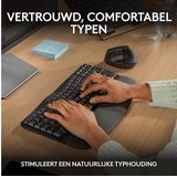 Logitech Wave Keys draadloos ergonomisch toetsenbord met gewatteerde handsteun, comfortabel en natuurlijk typen, Easy-Switch, Bluetooth, Logi Bolt-ontvanger, voor Windows/Mac, AZERTY lay-out, Grafiet