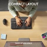 Logitech Wave Keys for Business - Ergonomisch Toetsenbord - RF-draadloos + Bluetooth - US international - QWERTY - grijs