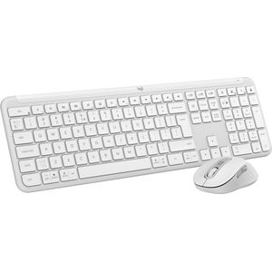 Logitech MK950 Signature Slim, draadloos toetsenbord en muisset, elegant design, bediening op drie apparaten, multibesturingssysteem, Windows en Mac, QWERTY US INT'L, wit