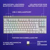 Logitech G515 Lightspeed TKL Draadloos Gaming Toetsenbord RGB Azerty Wit