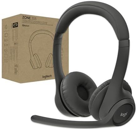 Logitech - Zone 305 - Headset - Zwart - 16 uur Gesprekstijd - USB Type-C