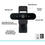 Logitech - Brio 4K Webcam - Videobellen - Zwart - USB