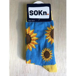 SOKn. trendy sokken ZONNEBLOEMEN maat 35-41 (ook leuk om kado te geven !)