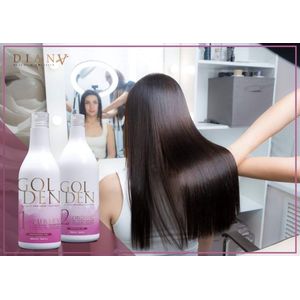 GOLDEN Brazilian Protein Keratine Haarbehandeling 1000ml + 500ml Pre-Shampoo – Ontkrulling zonder Irriterende Geur, Regenererend en Stijlend Haar | zonder formaldehyde en carbocysteïne