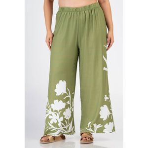 Curviss - Wide Leg High Waist Broek - Olijfgroen