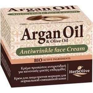 HerbOlive Argan Olie Anti-Rimpel Gezichtcrème *Normaal & Combinatie Huid* 50ml
