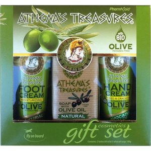 Pharmaid Athenas Treasures Cadeauset 24 | Voetcrème Natural | Handcrème Avocado 60ml | Olijfolie zeep 100gr | Cadeau Moisturizer