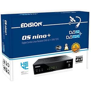 Edision OS NINO+ Linux E2 H.265/HEVC Full HD Combi-ontvanger (1x DVB-S2, 1x DVB-T2/C, geïntegreerde wifi, geïntegreerde Bluetooth, 2x USB, HDMI, LAN, Linux, kaartlezer) zwart