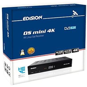 EDISION OS Mini 4K S2X, E2 Linux 4 UHD, DVB-S2X ontvanger, MULTI STREAM, BLIND SCAN, T2MI tuner