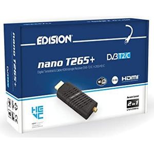 Edision NANO T265 - Aardontvanger - HDMI-kabel - DVB-T2/C - Full HD - PVR - USB - HDMI