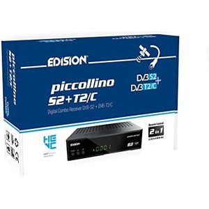 Edision PICCOLLINO S2+T2/C Combo Receiver H.265/HEVC (DVB-S2, DVB-T2, DVB-C) Full HD USB zwart