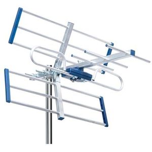 EDISION YAGI 8db UHF 21-48 terrestrische buitenantenne, geïntegreerd 5G LTE-filter, TNT-ontvangst, maakt ontvangst van DVB-T/T2-signalen, frequenties 470-694 MHz, lengte 47 cm, LTE700, blauw