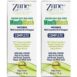 Zane Hellas Mondwater. Orale spoeling met Oregano Oil Power. Ideaal voor tandvleesontsteking, tandplak, droge mond en slechte adem. Alcohol- en fluoridevrij. 100% kruidenoplossing. 2 fl. Oz. - 60 ml.