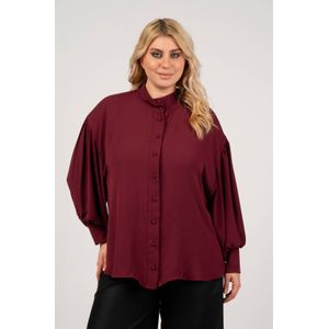 Curviss - Blouse - Donkerrood - Knoopsluiting - Lange Mouwen
