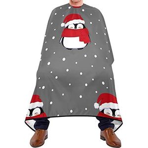 Salon Cape Leuke Pinguïns Rode Kerstmuts Haar Snijden Schort Gepersonaliseerde Kappers Schort Antistatische Volledige Lengte Cape Voor Styling Familie Kleurplaten
