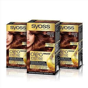 Syoss Oleo Intense Haarverf, 100% zuivere oliën, 0% ammoniak, 6-76 warm koper, 3 stuks