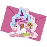 Unicorn Uitnodigingskaarten Eenhoorn Junior Papier Roze 6 Stuks