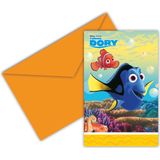 Finding Dory uitnodigingen 6 stuks - thema feestje uitnodigingen