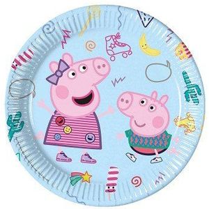 Procos Peppa Pig 93436 papieren wegwerpborden voor kinderverjaardag, motief Peppa Pig, 23 cm, 8 stuks