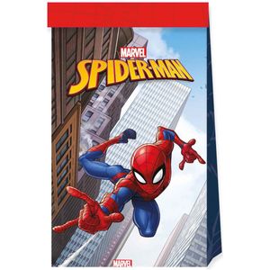 Spiderman uitdeelzakjes Crime Fighter papier 22x13x17cm | 4 stuks