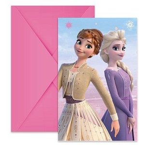Vegaoo - 6 Elsa Frozen uitnodigingen met enveloppen