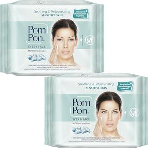 Pom Pon SENSITIVES Make-up reinigingsdoekjes voor de gevoelige huid, met natuurlijke, rustgevende en regenererende ingrediënten, dubbele verpakking, 2 x 20 stuks