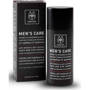 Apivita Men's Care Anti-Wrinkle Anti-Fatigue Face & Eye Cream Crème with Cardamon & Propolis 50ml