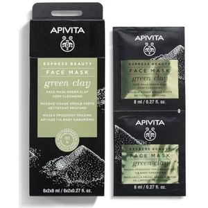 Apivita Express Beauty Cleansing Face Mask Green Clay reinigend- en gladmakend huidmasker met groene klei 2 x 8 ml