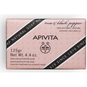 Apivita - Natural Soap - Body Care - Peeling - Roos - Zwarte Peper - Natuurlijke Granen
