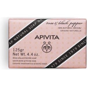 Apivita Natural Soap Rose & Black Pepper reinigende baardzeep 125 gr