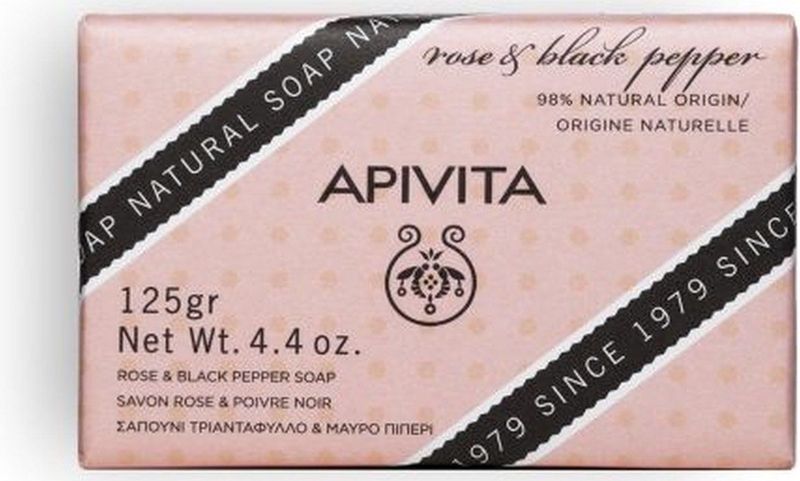 Apivita Natural Soap Rose & Black Pepper reinigende baardzeep 125 gr