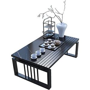 Prachtige erkertafel, Scandinavische leisteen kleine salontafel, zittende Japanse studeertafel/vrijetijdstafel, smeedijzeren beugel lage tafel (kleur: C, maat: 90x50x30cm)
