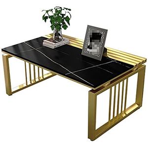 Prachtige erkertafel, Scandinavische leisteen kleine salontafel, zittende Japanse studeertafel/vrijetijdstafel, smeedijzeren beugel lage tafel (kleur: D, maat: 90x50x30cm)