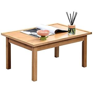 Prachtige salontafel, lage zittafel in Japanse stijl, kleine massief houten eettafel, logkleurige multifunctionele slaapkamervrije tijdstafel (afmetingen: 60x50x30cm)
