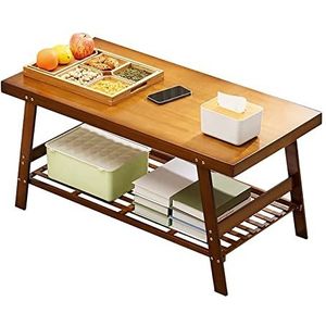 Prachtige bankbijzettafel, dubbellaagse salontafel in Japanse stijl, kleine massief houten lage tafel, multifunctionele opbergtafel voor de woonkamer (Kleur: B, Maat: 100 cm)